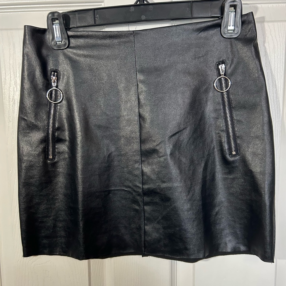 Miniskirt, Black, Pleather, S, Zipper